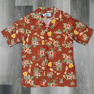 Vintage Hilo Hattie Mens Shirt Size Large Hawaiian Island Floral Made in the USA